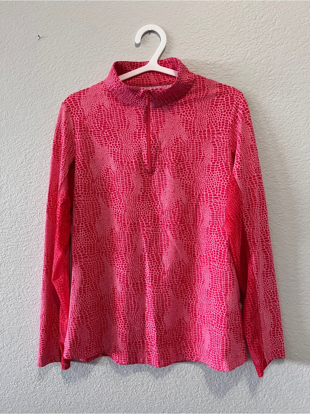 IBKUL Womens Long Sleeve Coral UPF 50+ 1/4 Zipper Mock Neck Top Size M NWOT